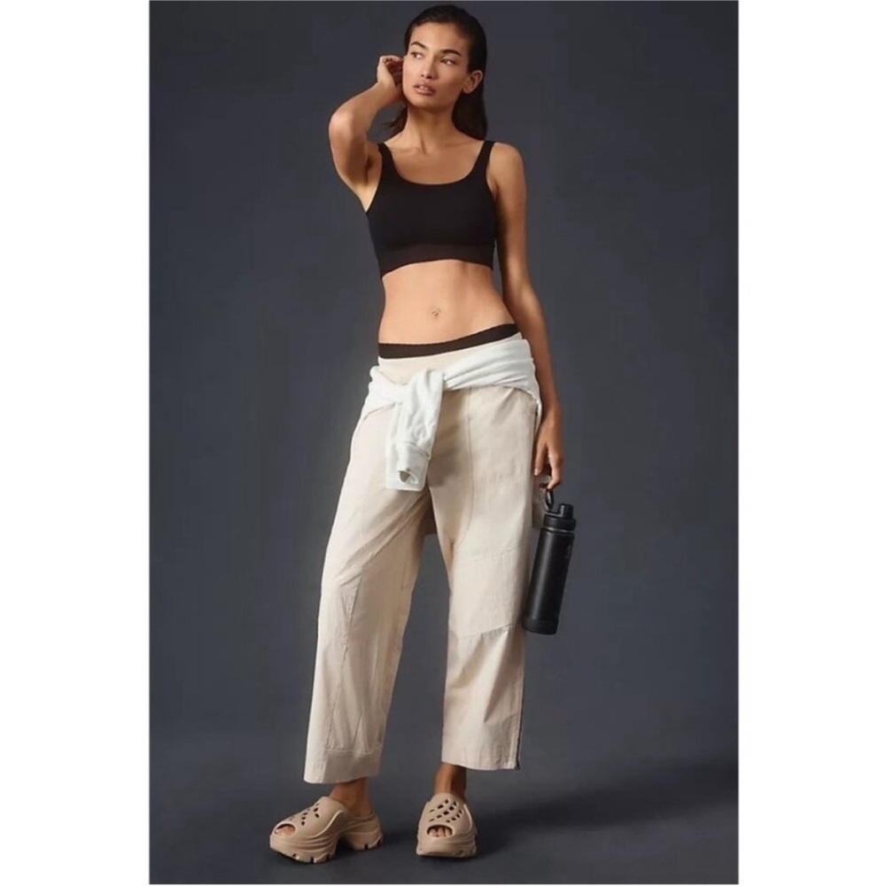 DAILY PRACTICE x ANTHROPOLOGIE straight-leg ankle pants wide leg cream size m